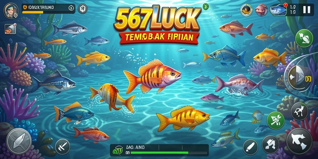 Screenshot gameplay menampilkan aksi menembak ikan yang seru.