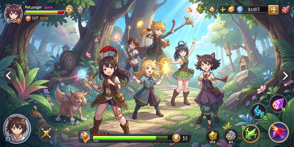 Tampilan gameplay yang seru dan karakter Anime menawan.