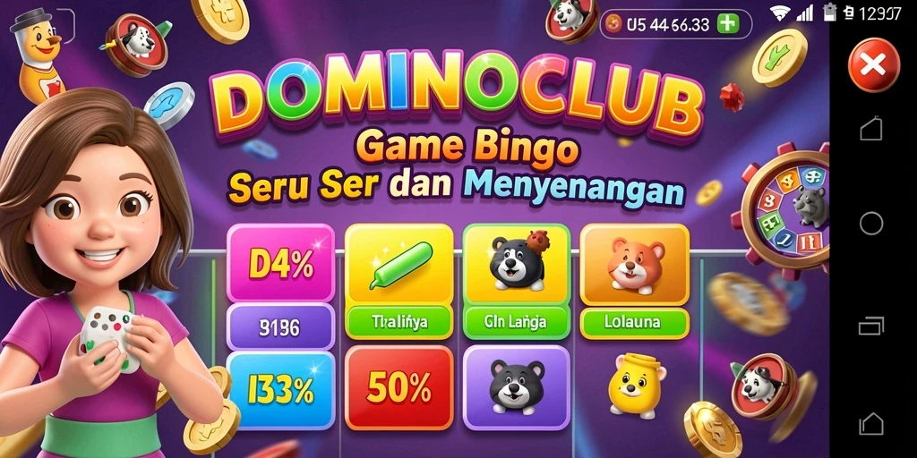 Tampilan gameplay seru dan interaktif dari game Bingo DOMINOCLUB.