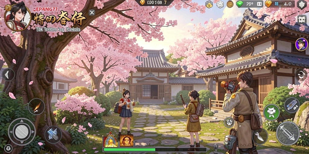 Gameplay JEPANG77 yang penuh warna menampilkan petualangan di Jepang.