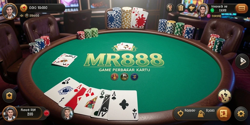 Screenshot gameplay Poker MR888 yang menunjukkan suasana permainan yang seru.
