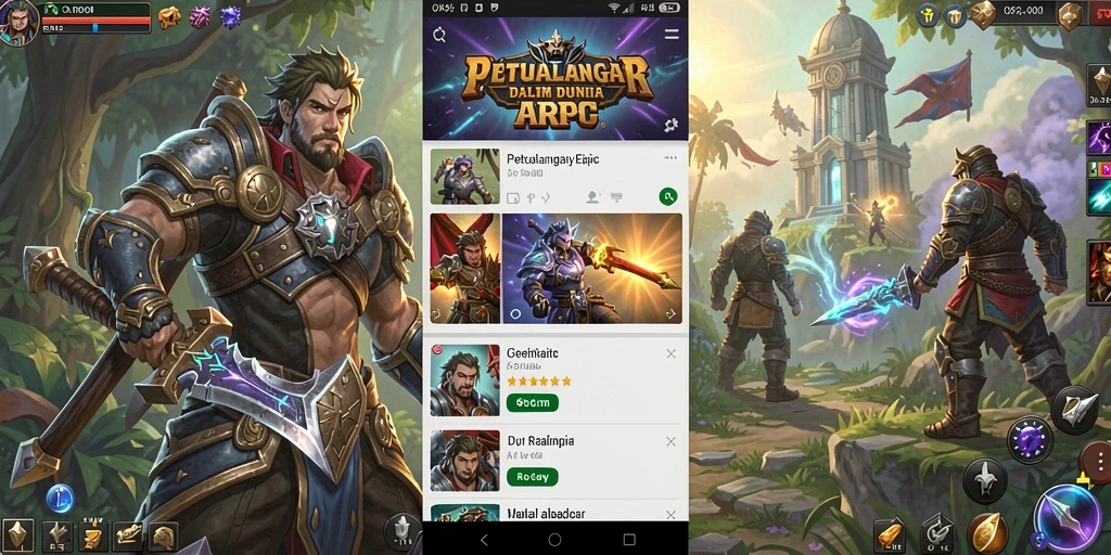 Tampilan karakter epic dalam pertempuran ARPG yang mendebarkan.