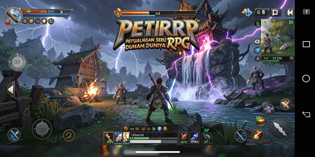 Screenshot dari gameplay PETIRRP menampilkan pertarungan seru dalam dunia RPG.