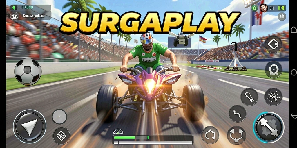 Tampilan gameplay Racing SURGAPLAY yang mendebarkan dan penuh tantangan.
