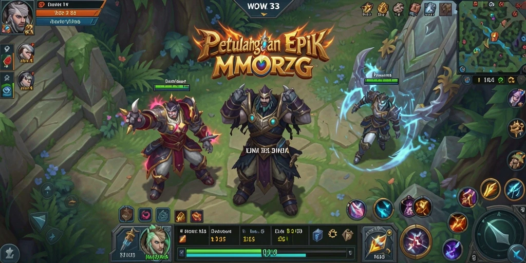 Screenshot gameplay WOW33 menampilkan pertarungan seru dalam dunia MMORPG.